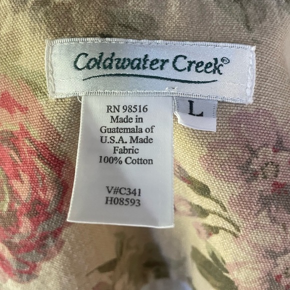 Coldwater Creek Floral Shacket Jacket Large Pink Trim Cotton Cottagecore - Picture 8 of 8